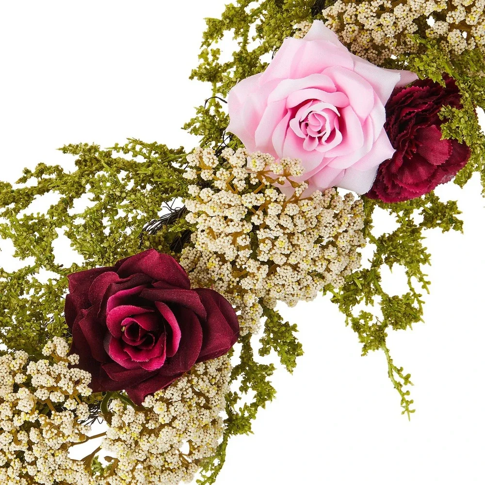 My Texas House Rose Wreath Floral Heart Wall Decor Coquette 22 in‎
